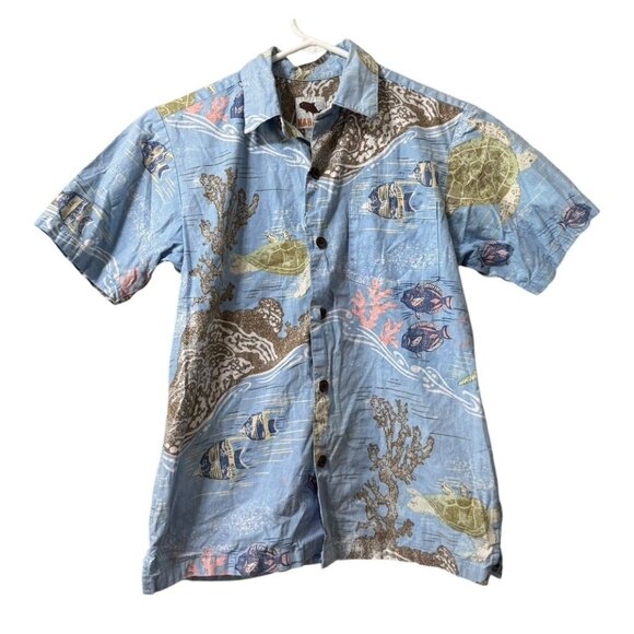 Kahala Hawaiian Shirt Boys Sz Large 10/12 Button Down Short Sleeve Fish - Picture 1 of 8